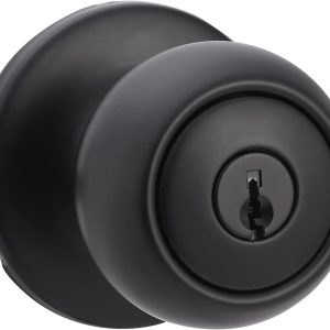 Exterior Door Knob With Lock, , Matte Black