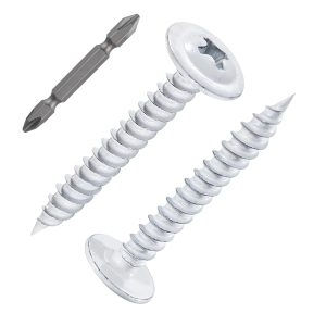 (250 pcs)#8×1" Phillips Truss Head Wood Screws White Iron Quick Metal Self Tapping