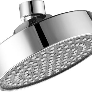 Shower Head Replacement, High Pressure 4 Inch Chrome Rain Shower Head, 1.8 GPM Flow Rate, Universal G1/2" Fit, Anti-Clog Silicone Nozzles, Perfect for DIY Installation