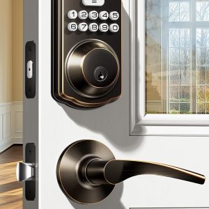 Keyless Entry Door Lock with 2 Lever Handles - Electronic Keypad Deadbolt, Easy Installation Digital Smart Front Door Lock Set,