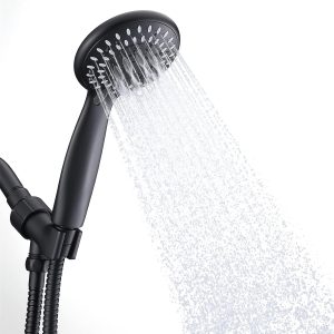 Shower Head with Handheld,  5-Settings Showerhead High Pressure Powerful Water Spray Shower Head with Stainless Steel Hose and Adjustable Mount, Matte Black