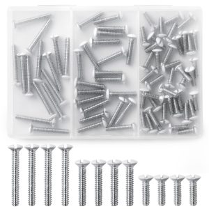 Wall Plate Screws, 75 Pack Assorted Size, Outlet Screws, Wall Plate Screws Silver, Outlet Cover Screws Silver, Long Electrical Outlet Screws, Electrical Screw, Outlet plate Screw