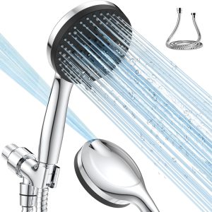 Shower Head High Pressure 10 Functions, Built-in 2 Power Wash Mode to Clean Corner, Non-Clogging Nozzles, Leakproof Stainless Steel Hose&Adjustable Bracket,for Man, Women, Pet