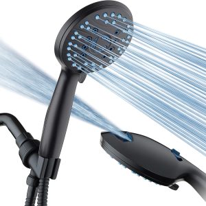 High Pressure 8-mode Handheld Shower Head - Anti-clog Nozzles, Built-in Power Wash to Clean Tub, Tile & Pets, Extra Long 6 ft. Stainless Steel Hose, Wall & Overhead Brackets