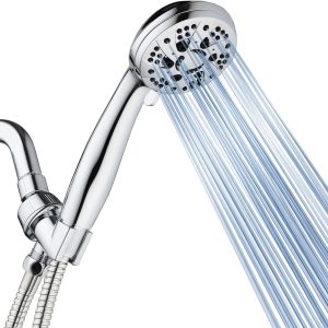 High Pressure 6-Setting 3.5" Chrome Face Handheld Shower with Hose for Ultimate Shower Experience! Officially Tested to Meet Strict US Quality & Performance Standards!